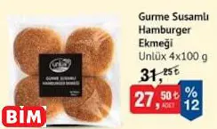 UNLÜX  GURME SUSAMLI HAMBURGER EKMEĞİ